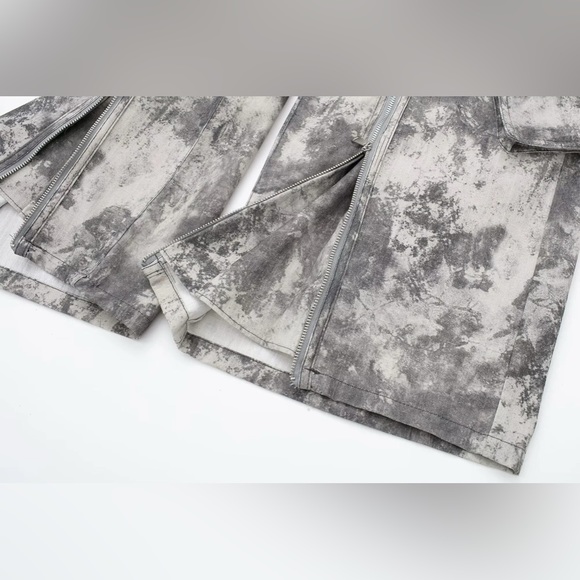 Multi Grey Euro Print With Pockets High Waisted Cargo Pants - Picture 5 of 9